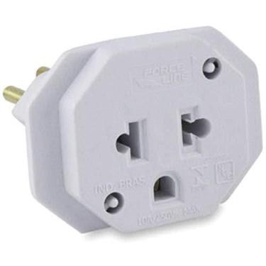 Imagem de Adaptador Para Tomada Universal 2Pinos+T 10A Bivolt Branco, Force Line, 4313