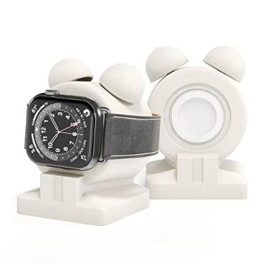 Imagem de VallexMall Suporte para Apple Watch Série Ultra 8/7/6/Se/5/4/3/2/1 Suporte de silicone para Apple Watch suporta suporte de suporte de base de carregamento no modo de mesa de cabeceira [carregador não incluído]