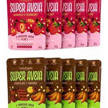 Imagem de Kit 10 Super Aveias Holyfoods Morango E Chocolate