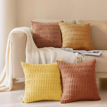 Imagem de Capa de travesseiro Softalker Fall Corduroy 45x45cm Conjunto de 4