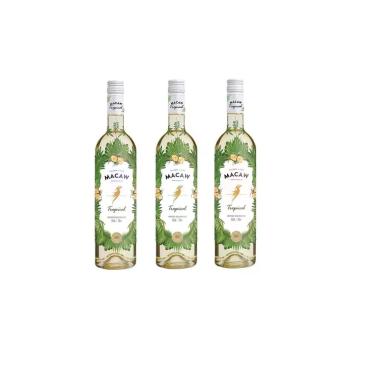 Imagem de Kit Vinho Macaw Frisante Tropical Branco Suave 750ml 3uni