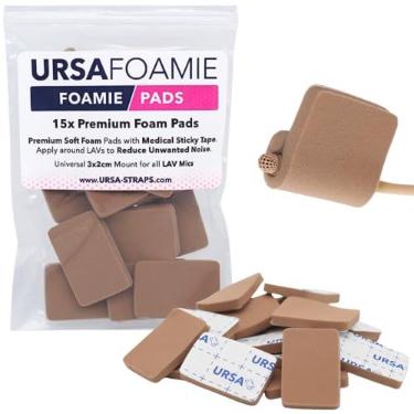 Imagem de Almofadas de espuma URSA para microfones Lavalier – Almofadas de microfone macias para reduzir o ruído da roupa e proteger contra fricção – Pacote com 12 com adesivo hipoalergênico (caramelo)