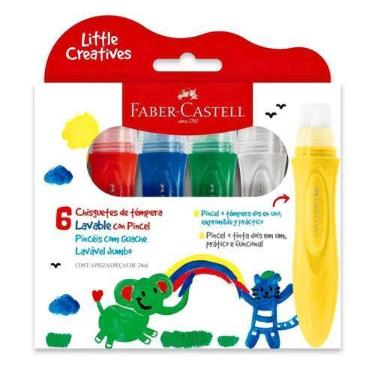Imagem de Pincéis com Guache Lavável Jumbo 6 Cores FABER-CASTELL