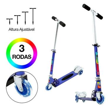 Imagem de Patinete Infantil Trolls de Três Rodas Ajuste de Altura Azul - DM Radi