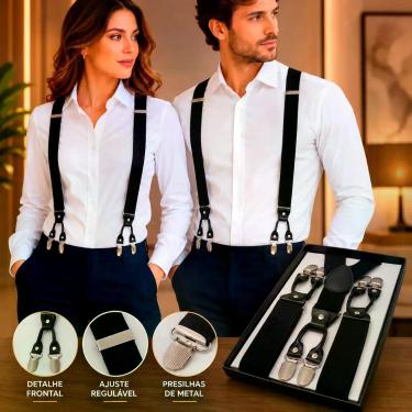 Imagem de Suspensório Largo 3,5 cm Unisex Garra Dupla Premium Preto - Aeo Acessó