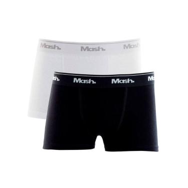 Imagem de Kit com 2 cuecas boxer mash 110.07 infantil, Branco, Preto, GG