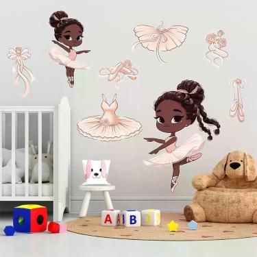 Imagem de Adesivo De Parede Infantil Bailarina Menina Vestido Tutu
