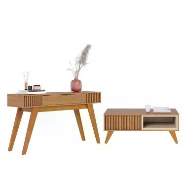 Imagem de Sala De Estar Com Aparador Rivieira E Mesa De Centro Jeri Freijó-off White Matte - Colibri Freijó-off White Matte