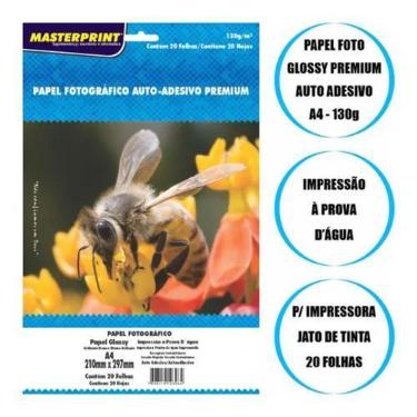 Imagem de Papel Fotográfico Adesivo Premium A4 Glossy 130g - 20 Folhas Branco - 
