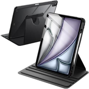 Imagem de JETech Capa Protetora Giratória para iPad Air 13" M4/M3/M2, Preto | Para 2026/2025/2024 Modelo, Suporte com Rotação 360°, Design com Traseira Transparente, Porta-Pencil