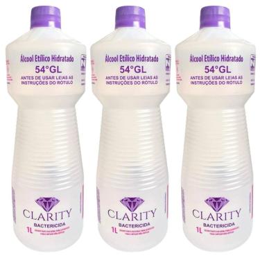 Imagem de Alcool Liquido 46% 1L Bactericida Clarity, kit3unidades