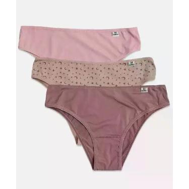 Imagem de Kit 3 Calcinhas Biquíni Microfibra 51509 Delrio, Rosa, Branco, G
