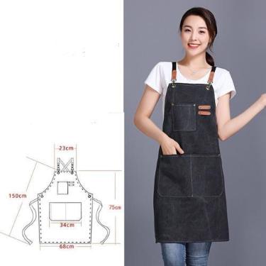 Imagem de Kit*3 Avental De Couro E Jeans Chef De Cozinha Barista Cabeleireir - r