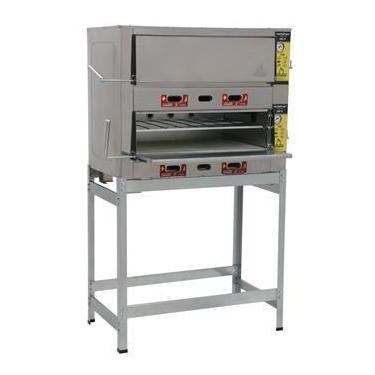 Imagem de Forno Gás 2 Câmaras 20cm Inox c/ Cavalete 105x62x75 Metalmaq