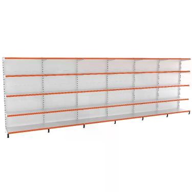 Imagem de Gôndola de Parede EA500 1+5 Montagem sem Parafusos Pintura Epóxi Branco Elite Aço