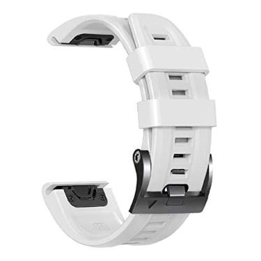 Imagem de DFAMIN 26 22 mm pulseira de relógio de liberação rápida de silicone para Garmin Fenix 7X 7 6 6X Pro 5X 5Plus 3HR Smartwatch pulseira de ajuste fácil (cor: branco, tamanho: 26mm Fenix 6X 6X Pro)