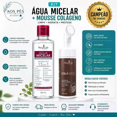 Imagem de Kit Água Micelar + Mousse Limpeza Facial Colágeno Mary Life Demaquilan