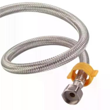 Imagem de Kit Mangueira Flexível Ducha Higiênica 60CM para Instalações Hidráulicas com Rosca Interna em Aço Inox Inox Jocenter