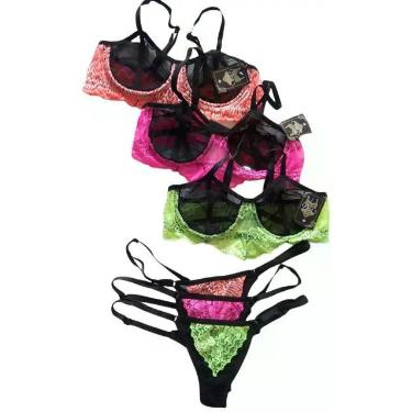 Imagem de Conjunto lingerie feminina Liz,tule,renda,neon,luxo - Lisa, M(verde)