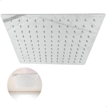 Imagem de Dona D Cor, Ducha Chuveiro Quadrado De Teto Inox Polido 30x30 Com Niple Ducha Slim Cascata a Gas Solar 30cm Moderno Aço Inox 201 Ban