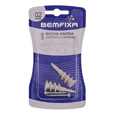 Imagem de BemFixa Bucha Rápida Plástica 38 Mm Com Parafuso Fenda Phillips Cabeça Panela Para Drywall - Cartela, 3400, NATURAL