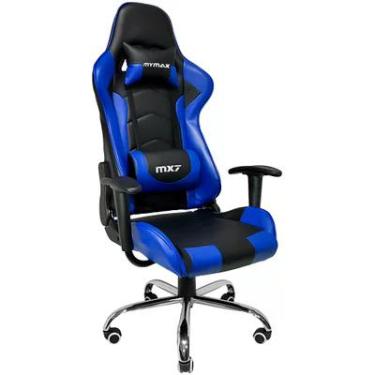 Imagem de Cadeira Gamer Mymax Mx7, Até 150Kg, Giratória, Preto E Azul