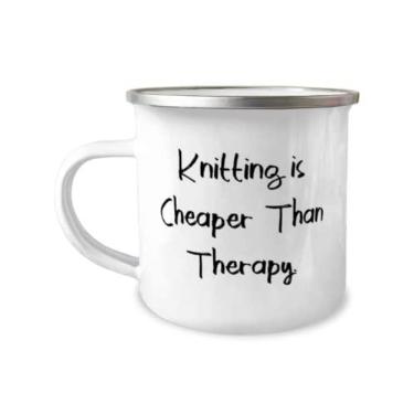 Imagem de Presentes especiais de tricô, tricô é mais do que a terapia, melhor caneca de acampamento de 355 ml presentes para homens e mulheres