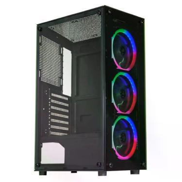 Imagem de Gabinete Gamer 30c5 Mid Tower ATX em Aço com Painel de Vidro e 3 Fans Aafaf1 Coloridos
