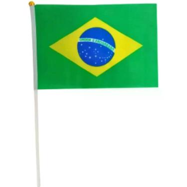 Imagem de Bandeira do Brasil 30x45cm para Haste Decoração e Eventos Esportivos Verde Pacote com 12