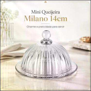 Imagem de Mini Queijeira Vidro Milano 14cm Mini Prato Cúpula Doces - KeHome