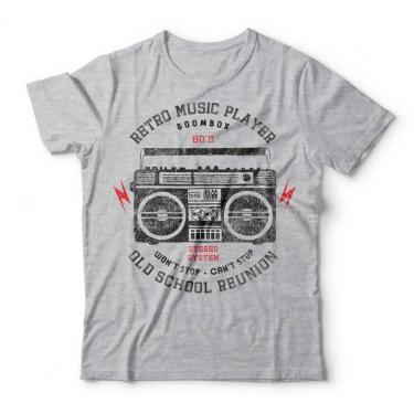 Imagem de Camiseta Retro Music Player Studio Geek, G, Mescla cinza