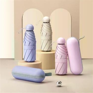 Imagem de Guarda-chuva OEM Ultra Light Mini Sombrinha de Bolso Tecido Pongee Compacto Unissex