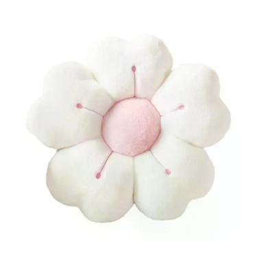 Imagem de Almofada Decorativa De Pelúcia Macia Branca E Rosa Com Flor Margarida 