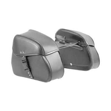 Imagem de Bolsa Lateral De Couro PU Preto Impermeável Para Motocicleta, Alforje 