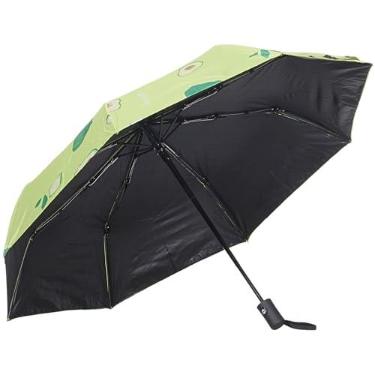 Imagem de Proteja-se, guarda-chuva (Sombrinha), Linha Premium, abertura e fechamento automático, portátil para viagem, 8 varetas, Proteção UV UPF 50+ 99%, perfeito para Chuva e Sol, resistente ao vento, cobre 1 pessoa, Ø 0,95cm, Verde com desenho de abacate