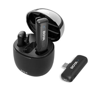 Imagem de Microfone de Lapela Boya By-wm3t-u2 Conector Usb C Preto, Microfone Lapela 2,4Ghz Captação de Áudio Profissional, Ideal para Gravações e Transmissões