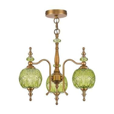 Imagem de TLOLGT Luminárias pendentes verdes vintage, lustres vitorianos de 3 luzes para cozinha, quarto, sala de estar, sala de jantar, corredor