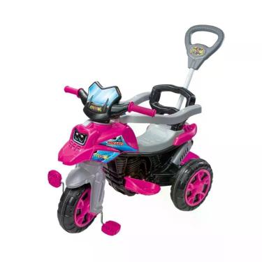 Imagem de Triciclo Infantil Moto Pedal com Buzina e Porta Objetos Rosa Maral