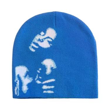 Imagem de Gorro De Lã Tricotado Estampado Y2K Unissex, Acessórios De Moda Hip Ho