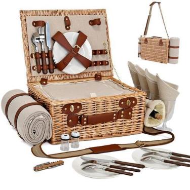 Imagem de Cesta de Picnic SatisInside con Manta y Bolsa Térmica para 4 Personas