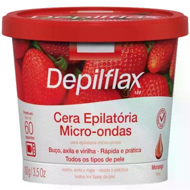 Imagem de Cera Depilatoria Micro-ondas Morango Depilflax Buco Axila Virilha Todo