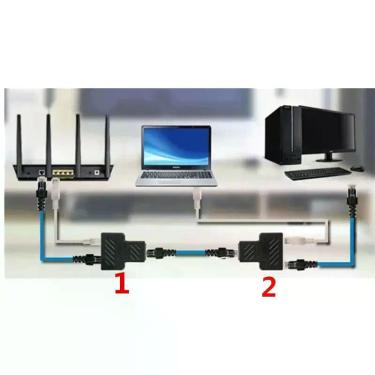 Imagem de 2 Conectores Adaptador duplicador Rj45 para cabo de rede fêmea - Xt