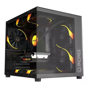 Imagem de Gabinete Gamer Forcefield Mini Black Vulcan GFFMNBV Mini-tower para Mini ITX e Micro ATX Vidro Temperado Preto Pcyes