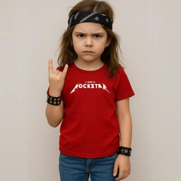 Imagem de Camiseta Infantil Unissex Estampada I Am A Rockstar 053 Blusa Manga Cu
