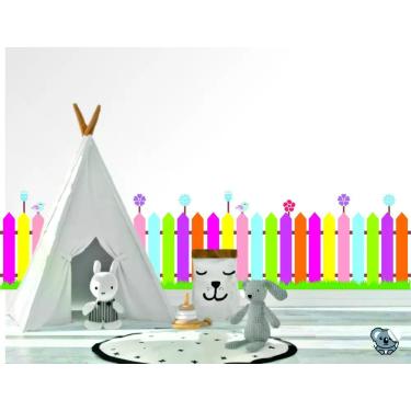 Imagem de Adesivo Decorativo Infantil Cerca Colorida Jardim Encantado - Colakoal
