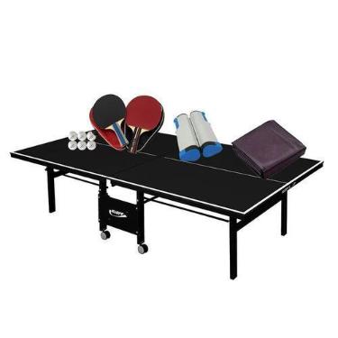 Imagem de MESA DE PING PONG MDF 18mm 1084 PRETA KLOPF + Kit Completo c/ Estojo +