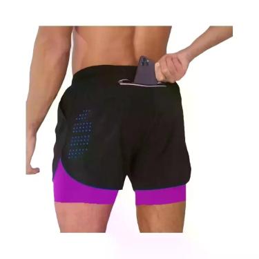 Imagem de Shorts De Treino Masculinos 2 Em 1 De Secagem Rápida Para Corrida E Fi