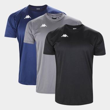 Imagem de Kit Camisa Kappa Fardamento C/ 3 Masculina, Preto, M