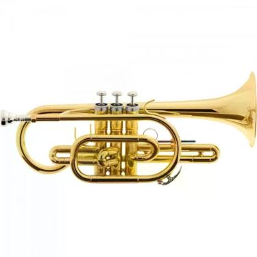 Imagem de Trompete HCR-900L Bb com Campana em Peça Única e 3 Pistões em Cuproníquel Laqueado Dourado Harmonics