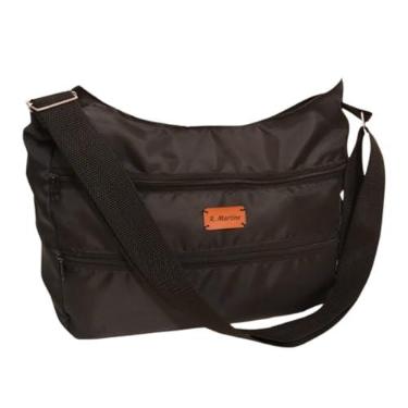 Imagem de Bolsa de mão transversal feminina e masculina em nylon impermeável, grande/média, com alça regulável e tiracolo lateral, para trabalho, faculdade, academia ou viagem